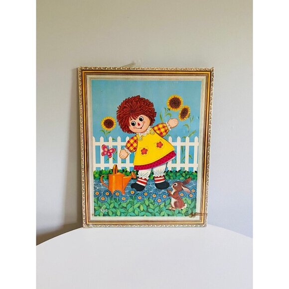 Vintage Raggedy Ann and Andy Gardening Wall Hanging Plaques, Set of 2, New Old S - Picture 8 of 10